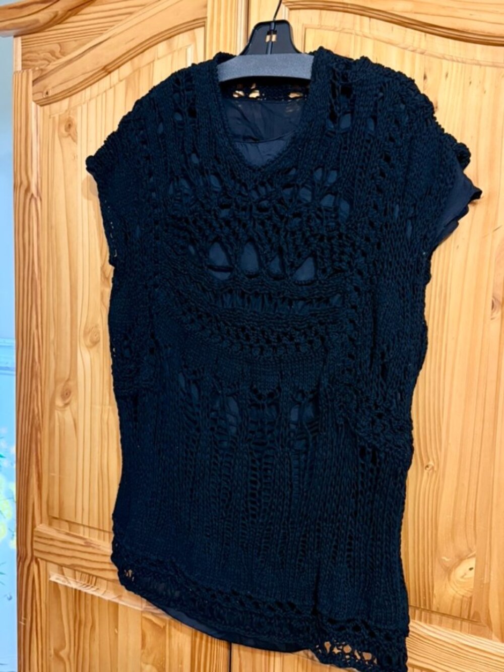 Balmain Paris Crochet -Open Knit Dress/Sweater with full Silk slip -Size 40/M